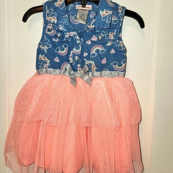 Little Lass Denim Tulled Dress Size 18 Months NWOT - Picture 3 of 6